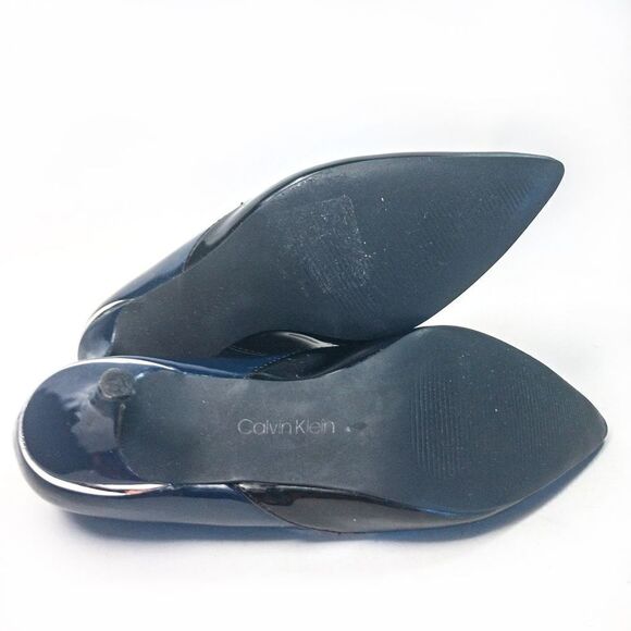 Calvin Klein Nala Two-Tone Blue/Black Patent Kitten Heels Sz 6 - Picture 4 of 9